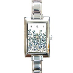 Green And Gold Eucalyptus Leaf Rectangle Italian Charm Watch by Jack14