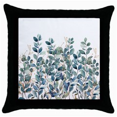 Green And Gold Eucalyptus Leaf Throw Pillow Case (black) by Jack14