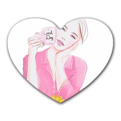 Girl Pink Heart Mousepad by SychEva