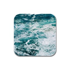 Blue Crashing Ocean Wave Rubber Square Coaster (4 Pack) by Jack14