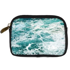 Blue Crashing Ocean Wave Digital Camera Leather Case by Jack14