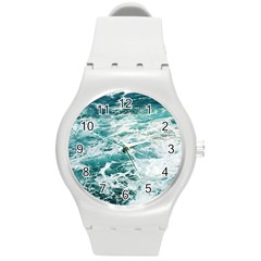 Blue Crashing Ocean Wave Round Plastic Sport Watch (m) by Jack14