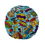 Comic Elements Colorful Seamless Pattern Standard 15  Premium Flano Round Cushions Front