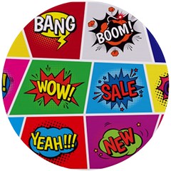 Pop Art Comic Vector Speech Cartoon Bubbles Popart Style With Humor Text Boom Bang Bubbling Expressi Uv Print Round Tile Coaster by Amaryn4rt