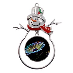 Flower Pattern-design-abstract-background Metal Snowman Ornament by Amaryn4rt
