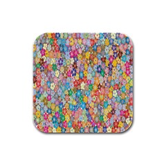 Monotype Art Pattern Leaves Colored Autumn Rubber Square Coaster (4 Pack) by Amaryn4rt
