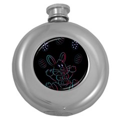 Easter-bunny-hare-rabbit-animal Round Hip Flask (5 Oz) by Amaryn4rt