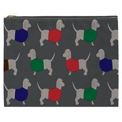 Cute Dachshund Dogs Wearing Jumpers Wallpaper Pattern Background Cosmetic Bag (xxxl) by Amaryn4rt