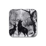 Stag-deer-forest-winter-christmas Rubber Square Coaster (4 pack)