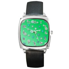 Snowflakes-winter-christmas-overlay Square Metal Watch by Amaryn4rt