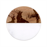 Stag-deer-forest-winter-christmas Classic Marble Wood Coaster (Round) 