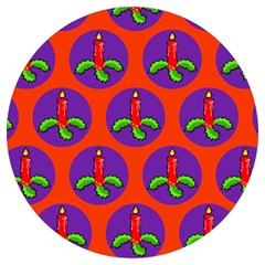 Christmas Candles Seamless Pattern Round Trivet by Amaryn4rt