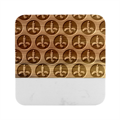 Christmas Candles Seamless Pattern Marble Wood Coaster (square) by Amaryn4rt