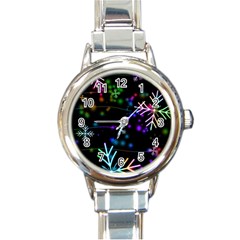 Snowflakes Snow Winter Christmas Round Italian Charm Watch by Amaryn4rt