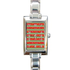Christmas-papers-red-and-green Rectangle Italian Charm Watch by Amaryn4rt