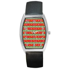 Christmas-papers-red-and-green Barrel Style Metal Watch by Amaryn4rt