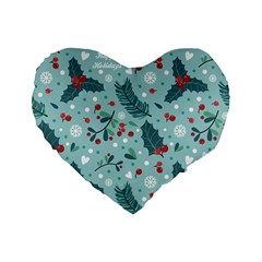 Seamless-pattern-with-berries-leaves Standard 16  Premium Heart Shape Cushions by Amaryn4rt