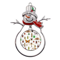 Insects-seamless-pattern Metal Snowman Ornament by Amaryn4rt