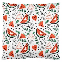Seamless-vector-pattern-with-watermelons-mint Large Premium Plush Fleece Cushion Case (one Side) by Amaryn4rt