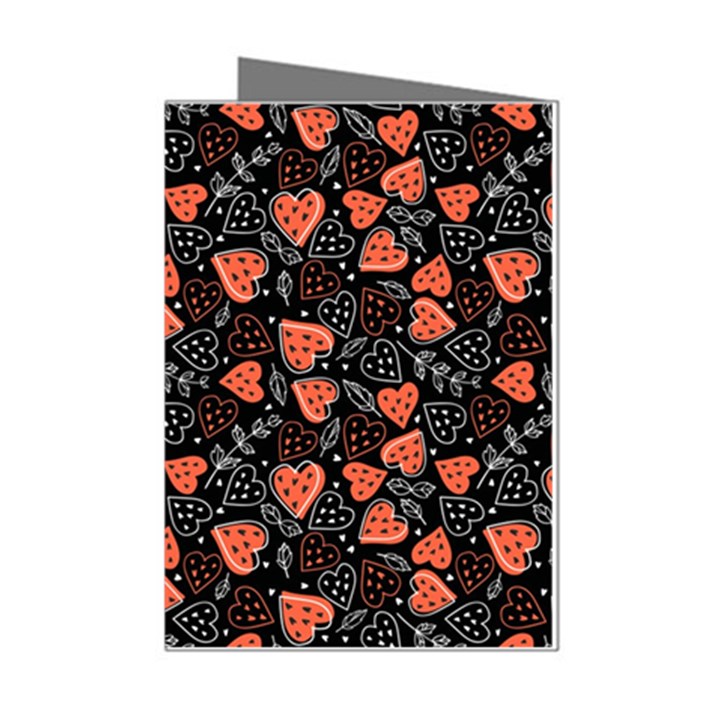 Seamless-vector-pattern-with-watermelons-hearts-mint Mini Greeting Cards (Pkg of 8)