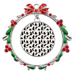 Black-cat-star-christmas-tree Metal X mas Wreath Ribbon Ornament by Amaryn4rt