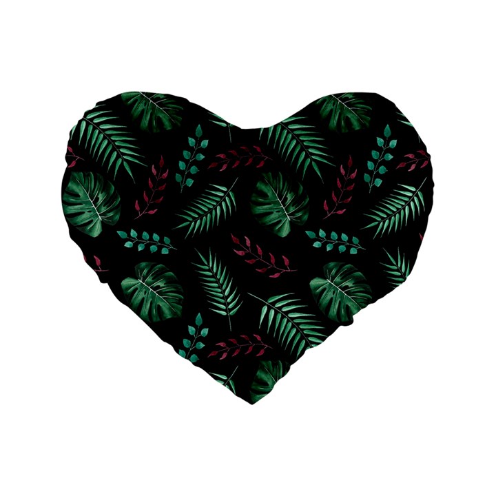 Abstract-seamless-pattern-with-tropical-leaves Standard 16  Premium Flano Heart Shape Cushions