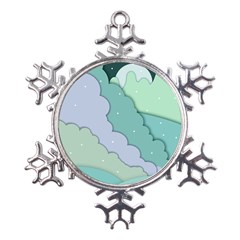 Winter Snow Mountains Nature Metal Large Snowflake Ornament