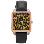Christmas Background Rose Gold Leather Watch 