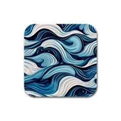 Pattern Ocean Waves Arctic Ocean Blue Nature Sea Rubber Square Coaster (4 Pack) by Pakjumat
