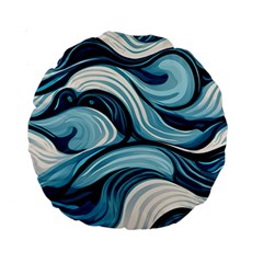 Pattern Ocean Waves Arctic Ocean Blue Nature Sea Standard 15  Premium Round Cushions by Pakjumat