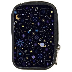 Starry Night  Space Constellations  Stars  Galaxy  Universe Graphic  Illustration Compact Camera Leather Case by Pakjumat