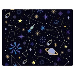Starry Night  Space Constellations  Stars  Galaxy  Universe Graphic  Illustration Two Sides Premium Plush Fleece Blanket (medium) by Pakjumat
