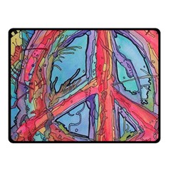 Hippie Peace Sign Psychedelic Trippy Two Sides Fleece Blanket (small) by Modalart
