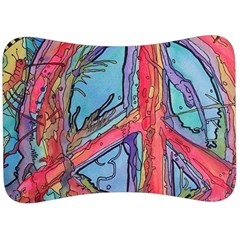 Hippie Peace Sign Psychedelic Trippy Velour Seat Head Rest Cushion by Modalart