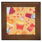 Fast Junk Food  Pizza Burger Cool Soda Pattern Framed Tile