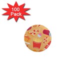 Fast Junk Food  Pizza Burger Cool Soda Pattern 1  Mini Magnets (100 pack) 