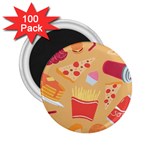 Fast Junk Food  Pizza Burger Cool Soda Pattern 2.25  Magnets (100 pack) 