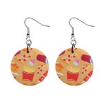 Fast Junk Food  Pizza Burger Cool Soda Pattern Mini Button Earrings