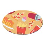 Fast Junk Food  Pizza Burger Cool Soda Pattern Oval Magnet