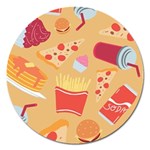 Fast Junk Food  Pizza Burger Cool Soda Pattern Magnet 5  (Round)