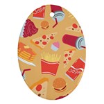 Fast Junk Food  Pizza Burger Cool Soda Pattern Oval Ornament (Two Sides)