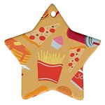 Fast Junk Food  Pizza Burger Cool Soda Pattern Star Ornament (Two Sides)