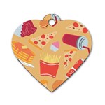 Fast Junk Food  Pizza Burger Cool Soda Pattern Dog Tag Heart (One Side)