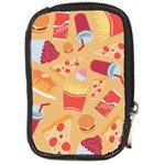 Fast Junk Food  Pizza Burger Cool Soda Pattern Compact Camera Leather Case