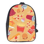 Fast Junk Food  Pizza Burger Cool Soda Pattern School Bag (XL)