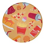 Fast Junk Food  Pizza Burger Cool Soda Pattern Round Glass Fridge Magnet (4 pack)