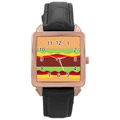 Cake Cute Burger Rose Gold Leather Watch 