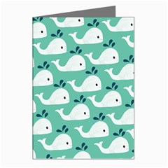 Whale Sea Blue Greeting Cards (pkg Of 8) by Dutashop