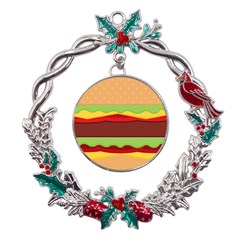 Cake Cute Burger Metal X mas Wreath Holly Leaf Ornament by Dutashop