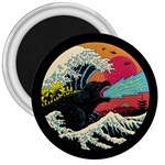 Retro Wave Kaiju Godzilla Japanese Pop Art Style 3  Magnets